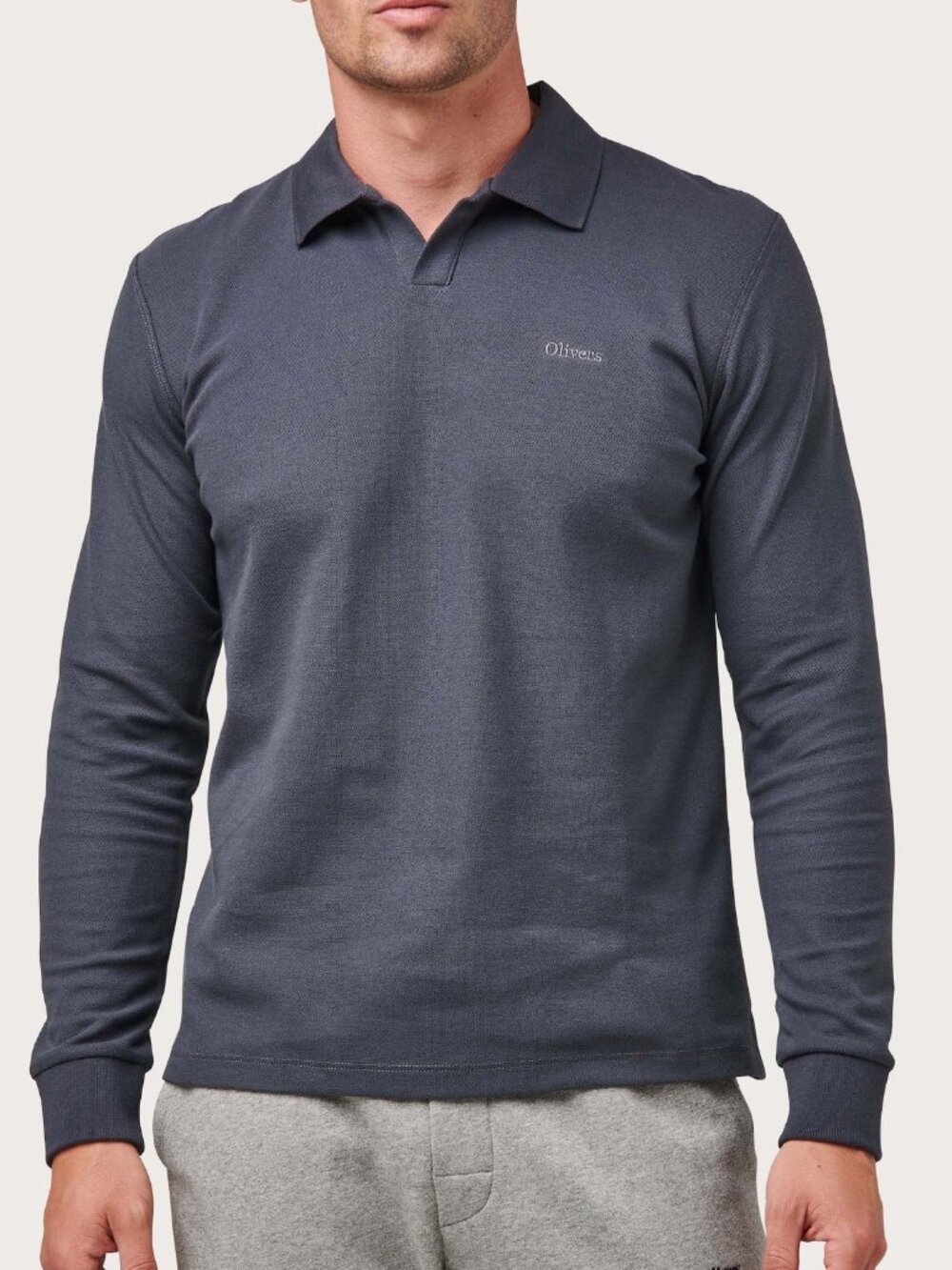 Olivers Blue Long Sleeve Buttonless Polo/3156